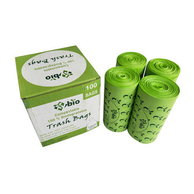Năng lượng bền vững, thân thiện với môi trường, dựa trên tinh bột ngô 100% có thể phân hủy Logo tùy chỉnh in Biodegradable Disposable Portable Trash Bin Liner